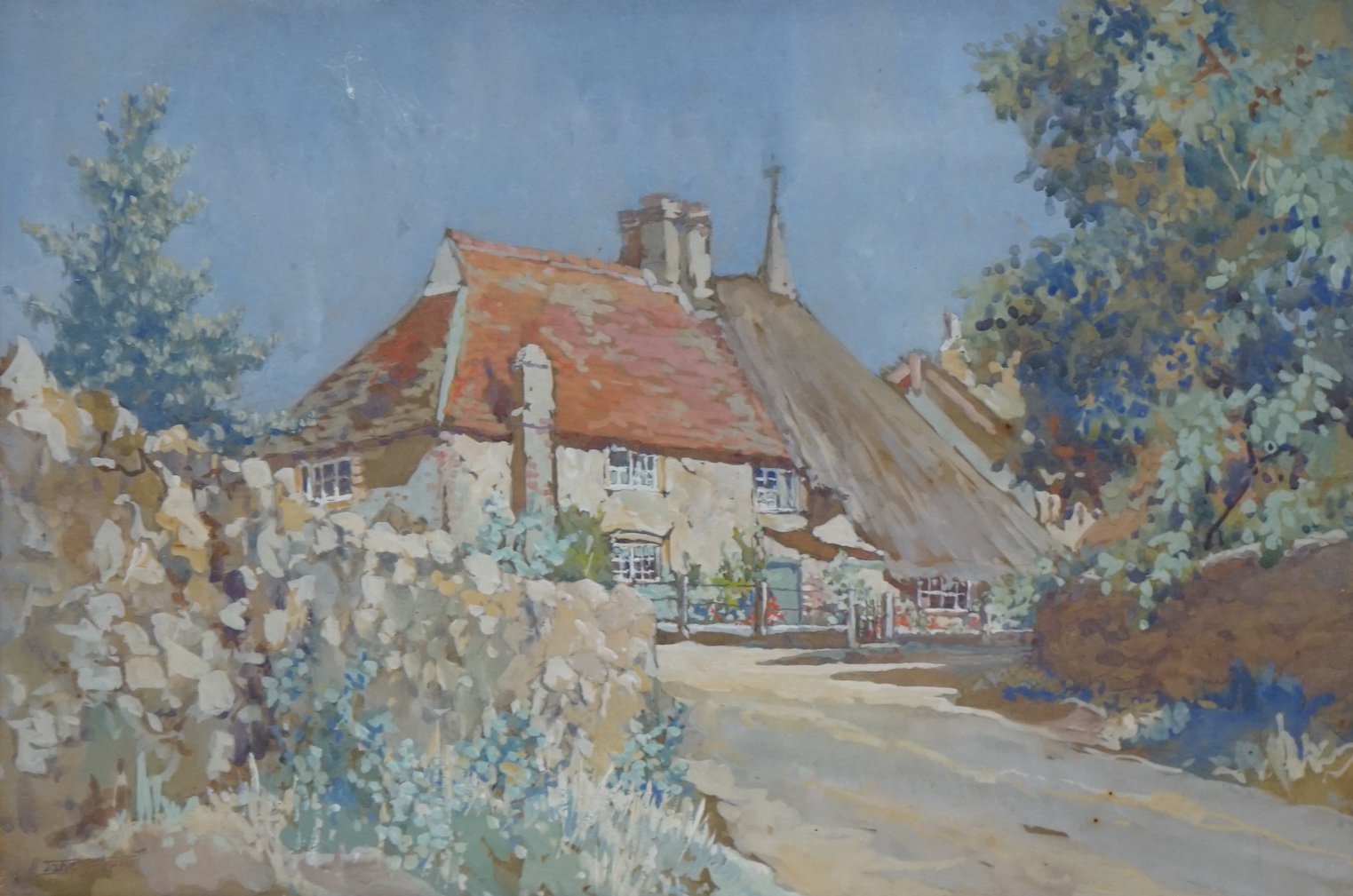 Janet Simpson (20th. C), gouache, ‘Piddinghoe Cottage’, signed, 25 x 37cm. Condition - fair to good